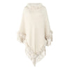 boatneck faux fur edge poncho