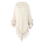 boatneck faux fur edge poncho