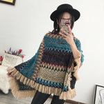 Zigzag fringe edge poncho