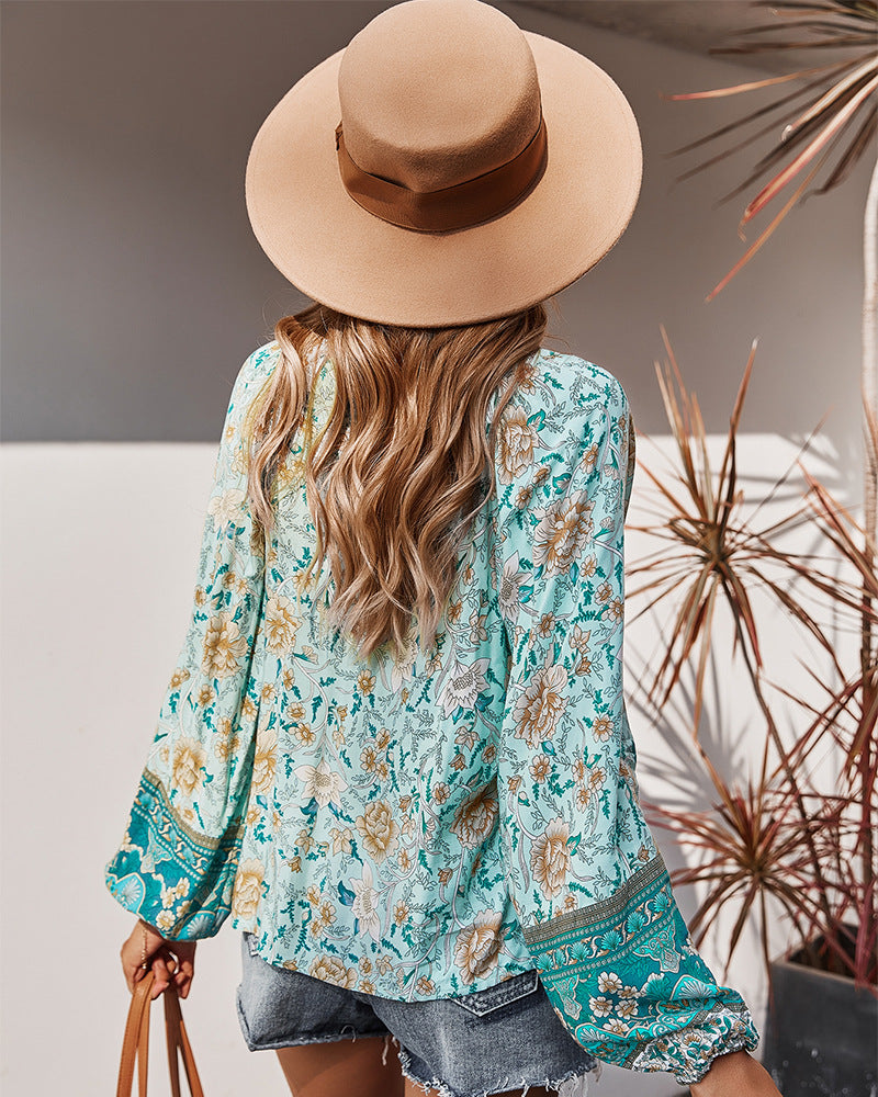 Bohemian Floral Print Blouse