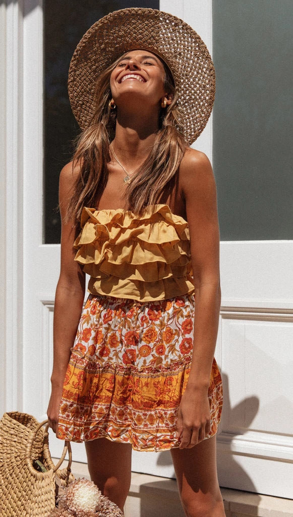 Bohemian ruffle outlet skirt