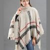 Checked fringe edge poncho