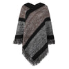 Multi coloured wide stripe fringed poncho