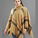 Checked fringe edge poncho