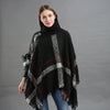 Checked fringe edge poncho