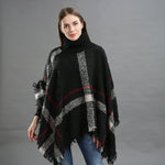 Checked fringe edge poncho