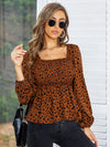 Dotted Long Sleeve Square Neck Top