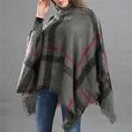 Checked fringe edge poncho