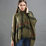 Checked fringe edge poncho