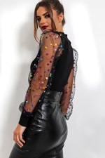 Sequin Puff Sleeve Shirt