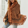 Faux fur trim animal print cape