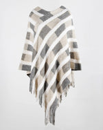 Brick pattern fringe detail poncho