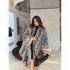 Luxury Silver Fox Faux Fur Houndstooth Cape