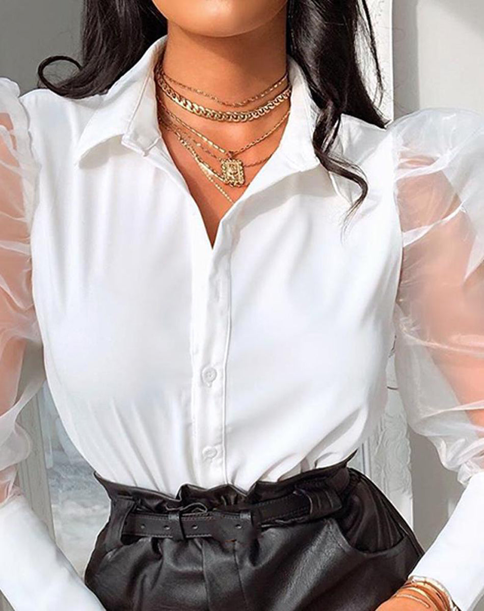 Tulle Sleeve Shirt