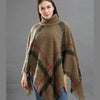 Checked fringe edge poncho