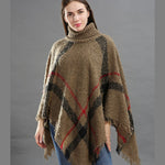 Checked fringe edge poncho