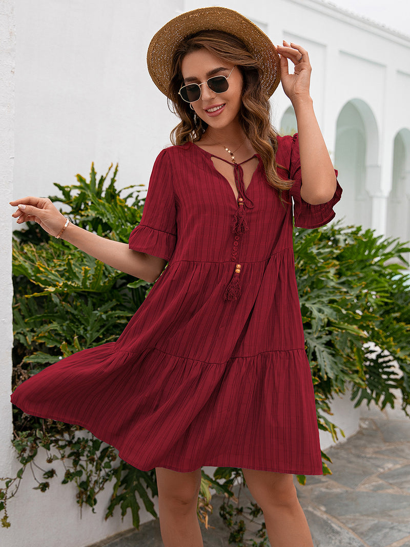 Tassel tiered mini dress