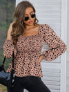 Dotted Long Sleeve Square Neck Top