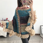 Zigzag fringe edge poncho