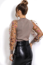 Sequin Puff Sleeve Shirt