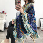 Zigzag fringe edge poncho