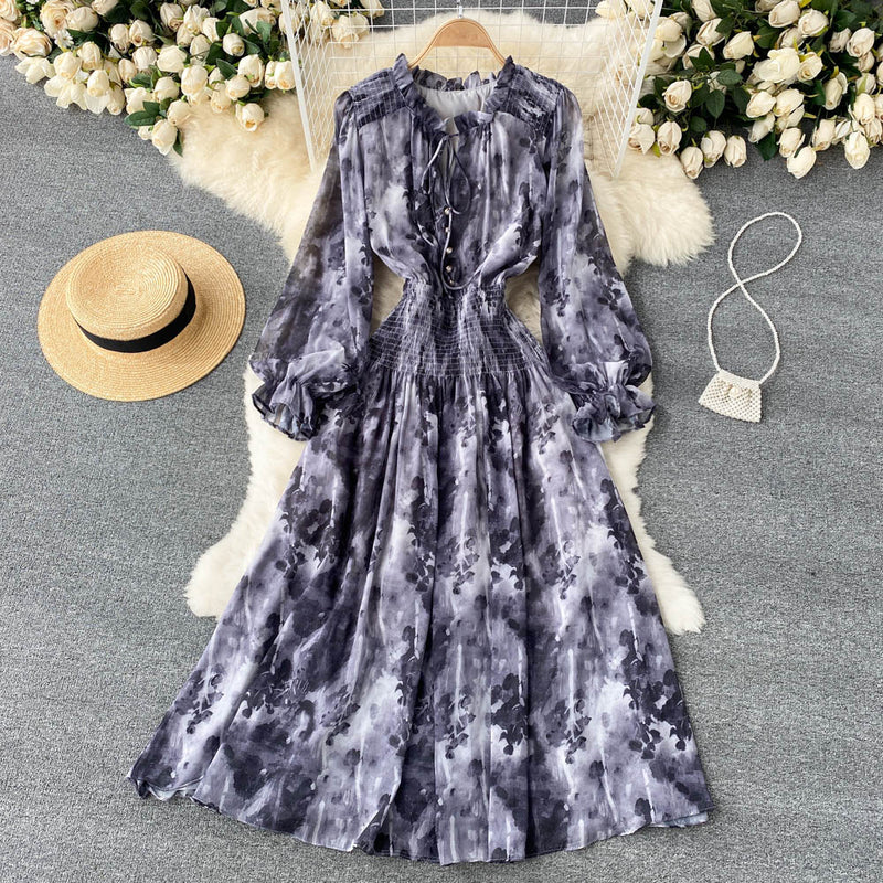 Tie Dye Print Chiffon Dress