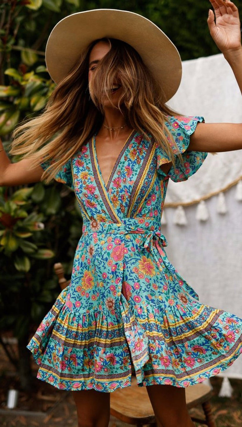 Boho V Neck Dress