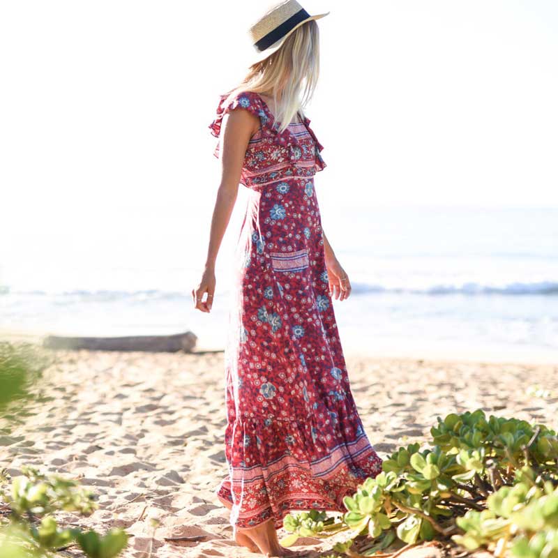 Sleeveless Ruffle Boho Dress