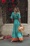 Floral V Neck Short Sleeve Maxi Dress