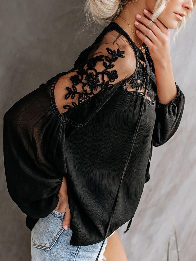 Embroidery Patchwork Blouse