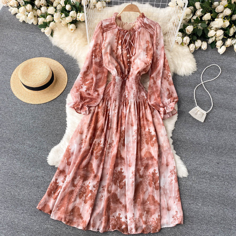 Tie Dye Print Chiffon Dress