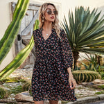 Short Lace Up V Neck Floral Dress