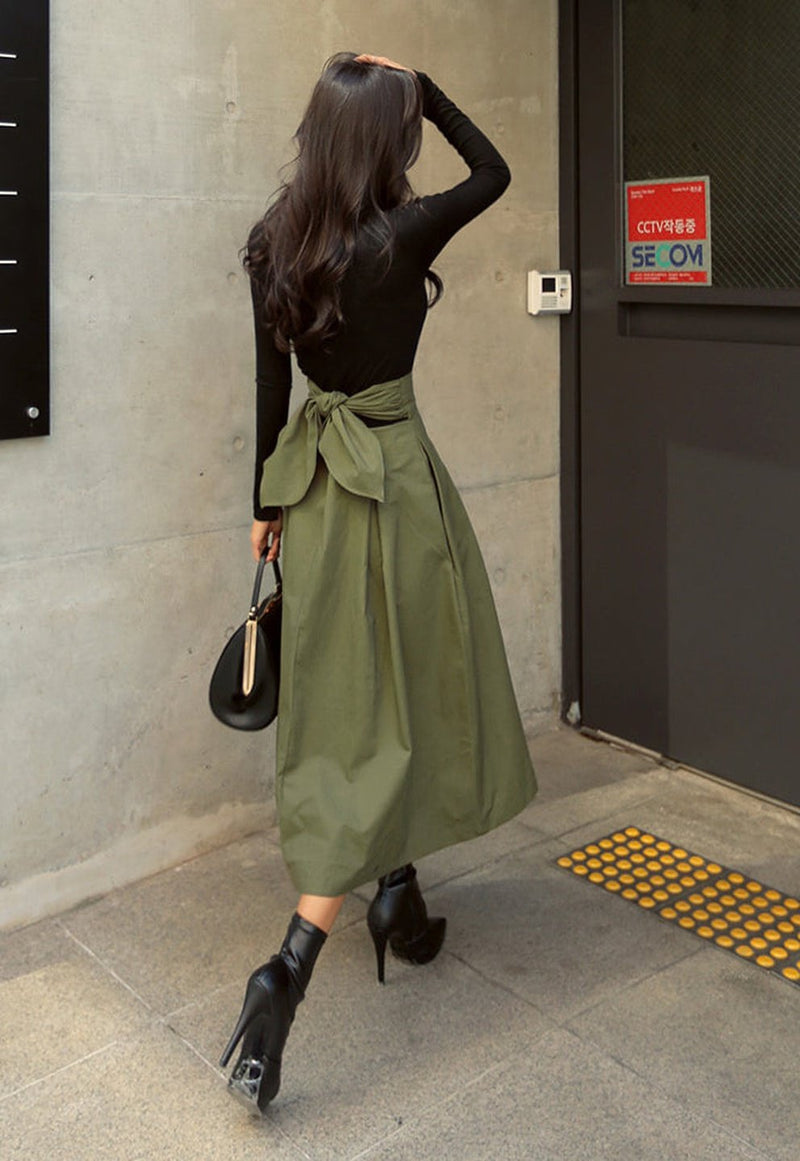 High Waist Bow Skirt