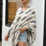 Brick pattern fringe detail poncho