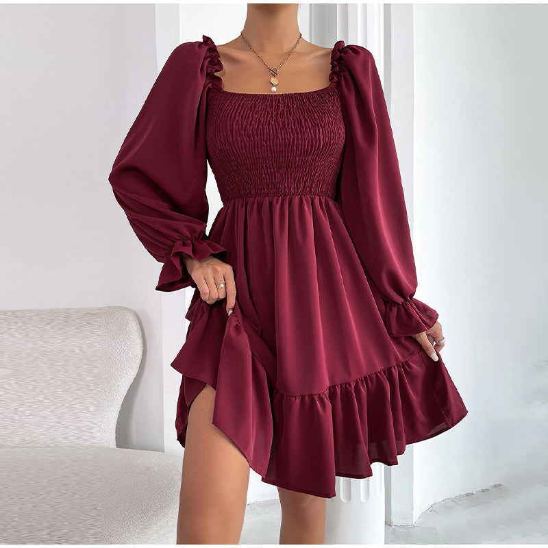 Long Sleeve Square Neck Dress