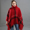 Checked fringe edge poncho