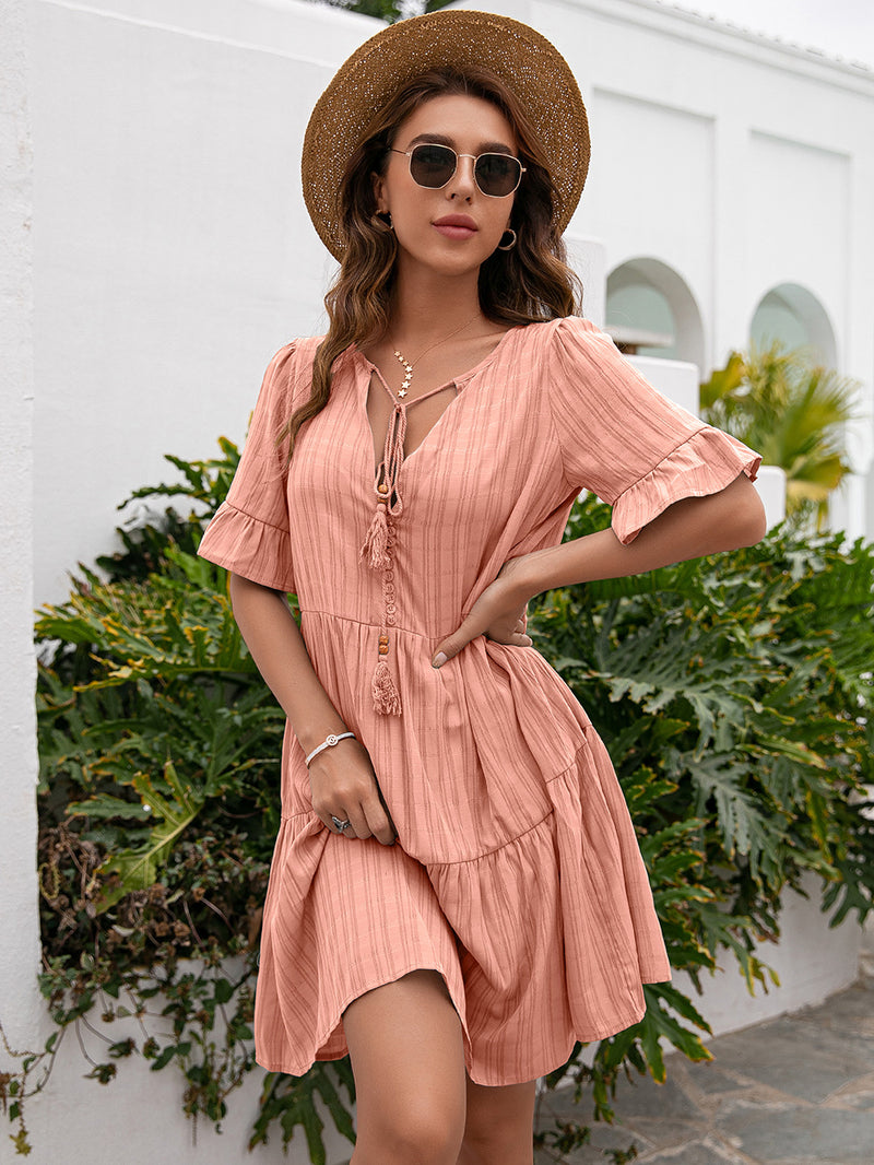 Tassel tiered mini dress