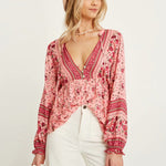 V Neck Floral Print Shirt