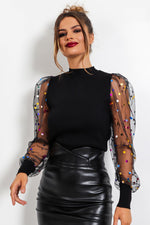 Sequin Puff Sleeve Shirt