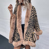 Faux Fur Trim Leopard Print Cape