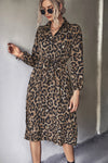 Leopard Print Long Sleeve Split Dress Sale