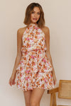 Halter Neck Floral Mini Dress