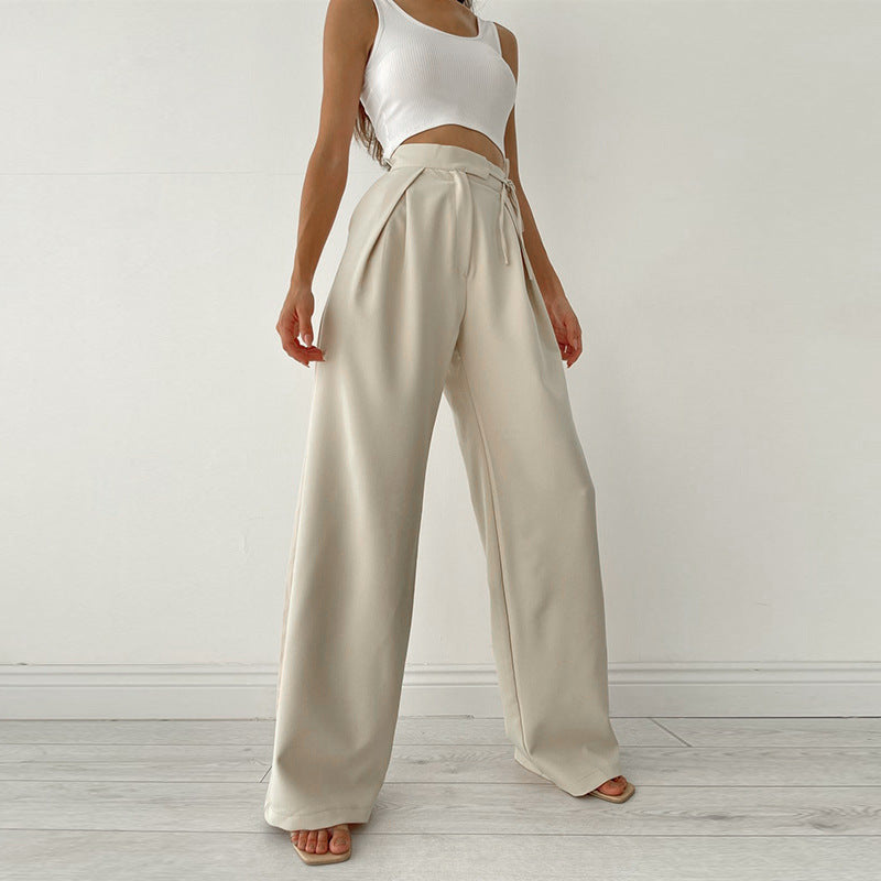 Wide Leg Flared Tie Up Trousers