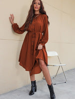 Cooper Button Up Long Sleeve Midi Dress