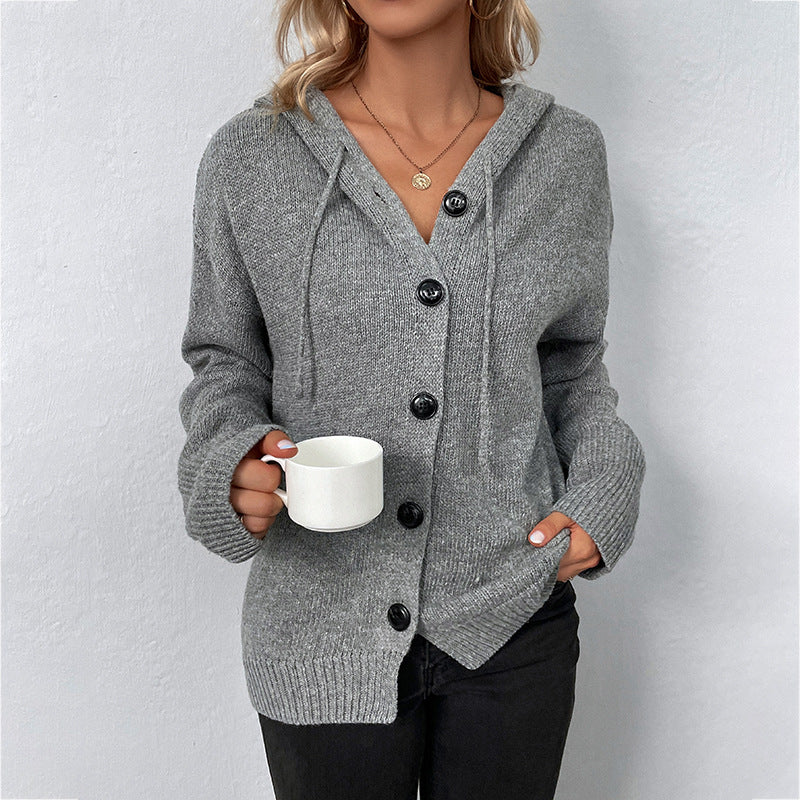 Knitted Hooded Cardigan