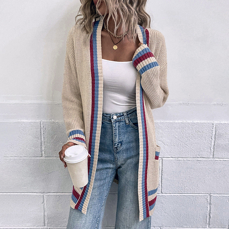 Striped Trim Cardigan