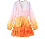 Colourful Gradient Ruffle Mini Dress