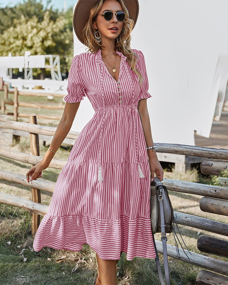 Striped Short Sleeve Dress