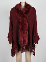 Faux fur fringe edge cape