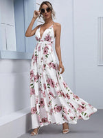 Sleeveless Backless Floral Maxi Dress